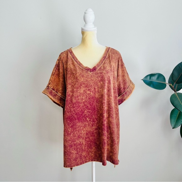 Zenana mineral wash hi-low hem t-shirt - Picture 2 of 7